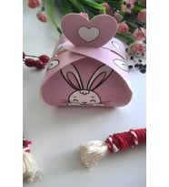 25 Adet Pembe Tavşan Model Kalpli Şeker Kutusu - Bebek  6 Ay Mevlid Hediyesi  (Kahverengi)