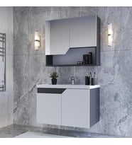 Teta Home Napoli 65 Cm Mdf Banyo Dolabı Seti Antrasit-Beyaz
