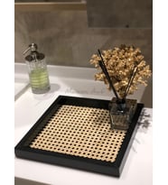 Maison Avf Rattan Hazeran Siyah Kare Tepsi M002