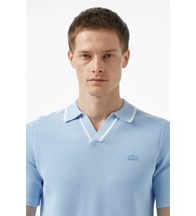 Lacoste Regular Fit Kısa Kollu V Yaka Polo Yaka Erkek Triko Tişört Açık Mavi