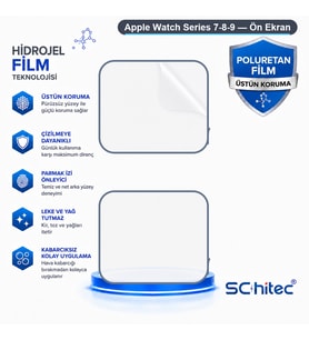 SChitec Apple Watch Series 7-8-9 Uyumlu Ön Yüzey Nano Şeffaf Hidrojel Ekran Koruyucu