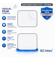 SChitec Apple Watch Series 7-8-9 Uyumlu Ön Yüzey Nano Şeffaf Hidrojel Ekran Koruyucu