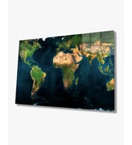 Dünya Haritası 4mm Dayanıklı Cam Tablo Temperli Cam, World Map