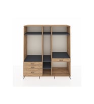 Kronos Dolap 7 Raflı 4 Çekmeceli 3 Askılı 220x59x243 Çam-Antrasit/Çam