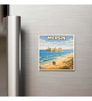 Mersin Şehri - Pop-Art Travel - 9x9 cm Buzdolap Magneti
