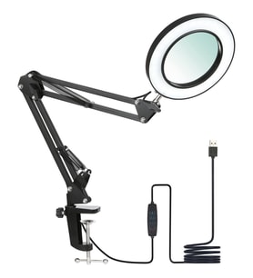 8x Büyüteçli LED 360 Derece Ayarlanabilir Masa Lambası 3 Renk Modlu Metal Esnek Kelepçeli