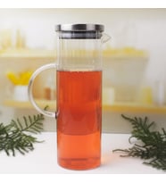 1000ml Metal Kapaklı Line Borosilikat Cam Yağlık & Sürahi – Şık, Dayanıklı ve Sağlıklı Saklama Çözümü (8cm x 20cm)
