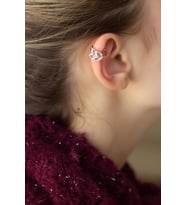 Beyaz Taşlı Ok Model 925 Ayar Gümüş Rengi Halka Kıkırdak Küpe Earcuff