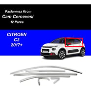 Cıtreon C3 Cam Çıtası Komple Set Çerçevesi Kromu Nikelajı 2017 Sonrası
