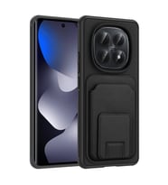 Redmi Note 15 4G Kılıf Deri Dokulu ve Kartlıklı BiKart TPU Premium Kapak (Siyah)