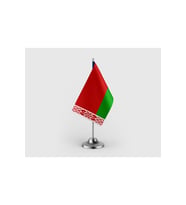Belarus Cumhuriyeti Devleti Tekli Saten Masa Bayrağı Seti