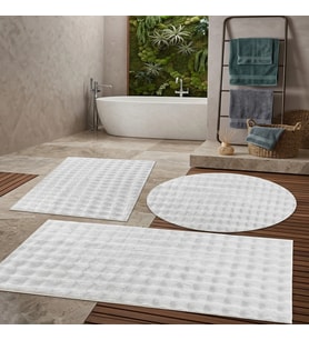 Banyo Paspası Beyaz Kaymaz Taban Peluş Bubble 50X50 cm