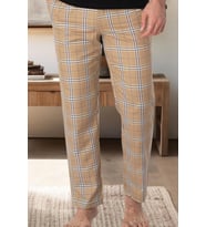Mecit 3002 Erkek Kahverengi Ekoseli Tek Pijama Altı
