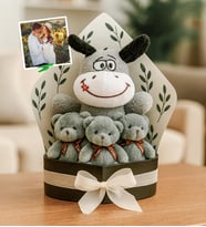 Kişiye Özel Fotoğraflı Peluş Eşek Buketi (Model 1)