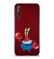 Huawei P Smart S Soft Premier Kapak Bay Yengeç Tasarımlı Silikon Kılıf - Mürdüm (Şeffaf)