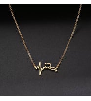 Kişiye Özel 925 Ayar Gümüş Kalp Atışı Stetoskop Kolye (Gold)
