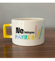 Ne Bakıyon Hayırdır Baskılı Sarı Kulplu C Fincan