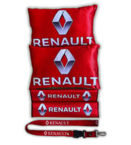 Renault Dijital Baskılı Araç Seyahat Boyun Yastık Emniyet Kemer Ped  Oto Ayna Askısı (Kırmızı)