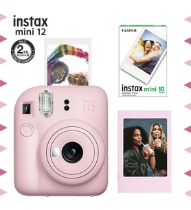 Instax mini 12 Pembe Fotoğraf Makinesi-Çerçeve ve 10'lu mini Film Seti