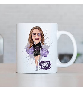 Kişiye Özel Ponpon Kız Karikatürlü Kupa Bardak