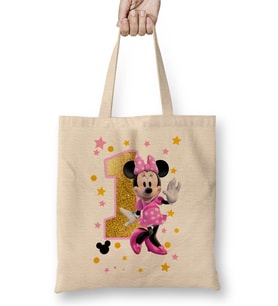 Mini Fare Minnie Mouse 1 Bir Yaş Hediyesi Bez Çanta Uzun Saplı