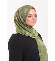 Eskitme Desen Modal Seri Şal Eşarp Askısı ile Birlikte 75x200 cm Yağ Yeşili-75x2