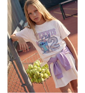 LCW Kids Beyaz Stitch Baskılı Kız Çocuk Tişört