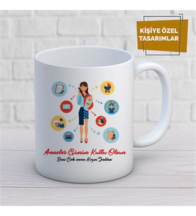 Kişiye Özel İsim Yazılabilir Anneler Günün Kutlu Olsun Kupa Bardak