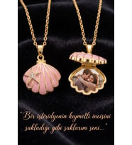 Oyster Locket Kolye Deniz Kabuğu Kapaklı Açılabilir Anı Kolyesi Paslanmaz Çelik eck76