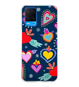 PrintiFy Oppo A54  ile Uyumlu 1mm Slim Fit Retro Renkler 3 Baskılı Şeffaf  Kılıf