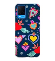 PrintiFy Oppo A54  ile Uyumlu 1mm Slim Fit Retro Renkler 3 Baskılı Şeffaf  Kılıf