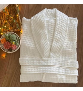 Miabella Home Unisex Pamuklu Pike Bornoz 13505 (Beyaz)