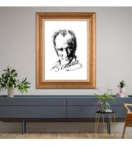 Altın Paspartulu Atatürk  Çerçeveli Tablo C606 (Gold)