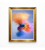 Tablore Soyut Renkli Toz Patlaması Modern Sanat Altın Çerçeveli Salon Tablosu