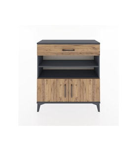 Arges Şifonyer 3 Raflı Tek Çekmeceli 2 Kapaklı 88x30x96 Antrasit-Çam