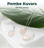 Luxtone Sertifikalı Pembe Kuvars Set 925 Ayar Gümüş Kolye Küpe Kadın Takı LX0630ST