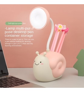 Masa Üstü Salyangoz Tasarımlı Kalemlik Led Lamba (Pembe)