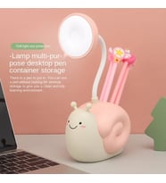 Masa Üstü Salyangoz Tasarımlı Kalemlik Led Lamba (Pembe)