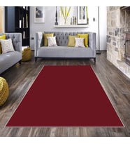 Bordo Desenli Yıkanabilir Kaymaz Taban Leke Tutmaz Modern Salon Halısı ve Yolluk