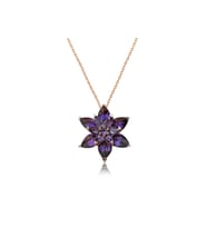 Gümüş Rose Mor Lotus Çiçeği Kolye CSR2180730