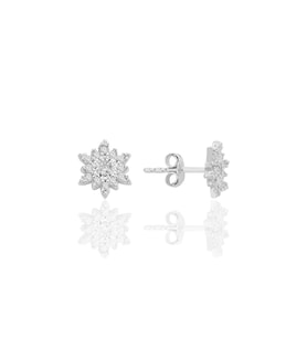 Gümüş rodyumlu zirkon taşlı mini kar tanesi küpe SGTL12588RODAJ