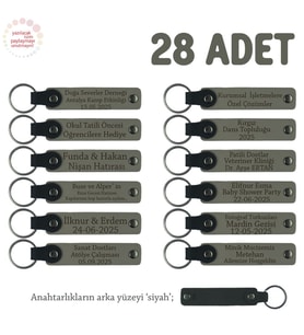Kül Gri & Siyah, Emlakçılara Özel Anahtarlık, Müşterilerinize Hediyelik Promosyon, 28' li Set