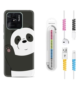 Xiaomi Poco X3 Pro M4 Pro X4 Pro C40 10C Kılıf Kablo Koruma Spiral Silikon Hello Panda 1709