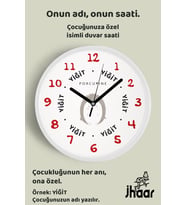 İsme Özel Sevimli Kirpi Çocuk Odası Duvar Saati Orta Boy 30 cm Beyaz Camlı Sessiz