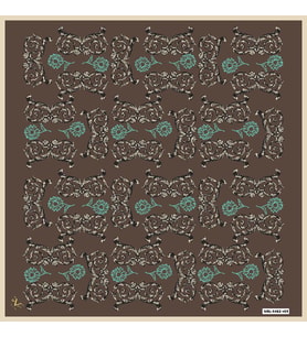 Barok Desen Black Seri Twill Eşarp Eşarp Askısı ile Birlikte 90x90 cm Koyu Vizon