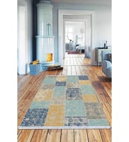 Çok Renkli Patchwork Dokuma Pamuk Taban Kaymaz Kilim KLM069