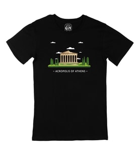 Atina Akropolis Siyah Tişört