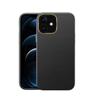 Uyumlu Model Apple iPhone 12 Kılıf Deri Natura Kapak (Siyah)