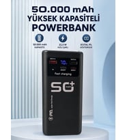 50.000 mAh Taşınabilir Powerbank 22,5 W Hızlı Şarj 4 Dahili Şarj Kablosu Dijital Ekran LED Aydınlatma ve Taşıma Sapı