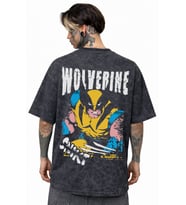 Tasarım Wolverine Film Kahramanı Sırt Baskılı Unisex Oversize Eskitme Yıkamalı Tişört